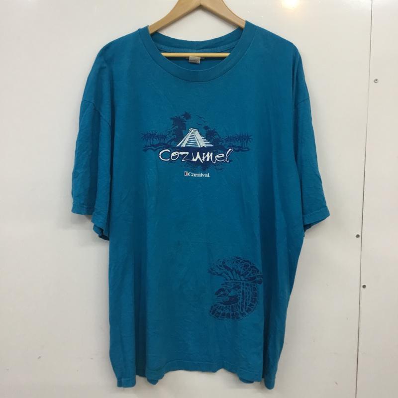 古着 USED Tシャツ 半袖 クルーネック プリント coamel プリント 水色 / ライトブルー /  メンズ USED 古着 中古 10061766
