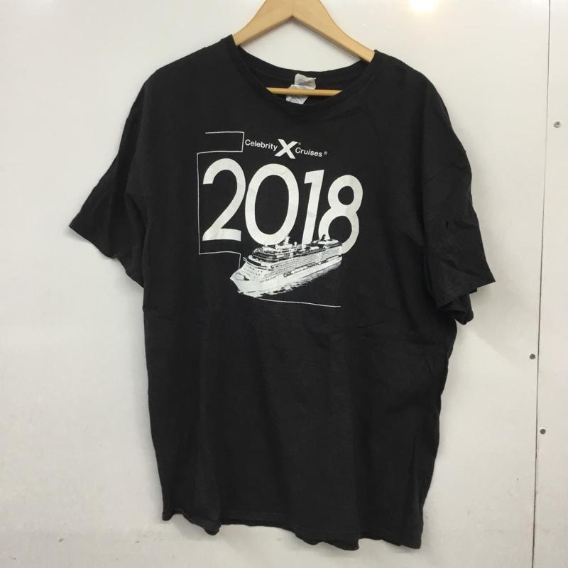 古着 USED Tシャツ 半袖 クルーネック 船 2018 XL プリント 黒 / ブラック /  メンズ USED 古着 中古 10061773