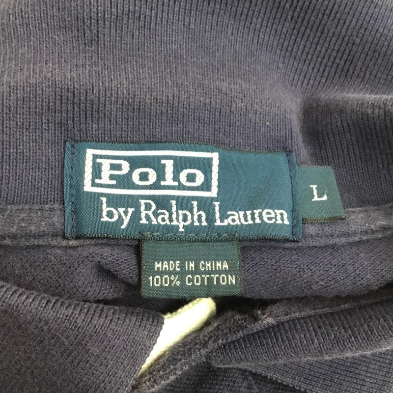 ポロバイラルフローレン Polo by RALPH LAUREN ポロシャツ 半袖 KK-RL-GM-3311 鹿の子 テニスラケット 刺繍 L ワンポイント 紺 / ネイビー / X 青 / ブルー /  メンズ USED 古着 中古 10061792