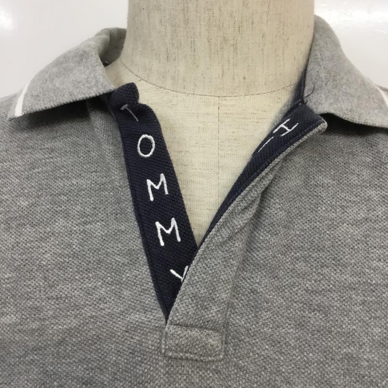 トミーヒルフィガー TOMMY HILFIGER ポロシャツ 半袖 84464601 スキッパー 鹿の子 S ロゴ、文字 灰 / グレー / X 白 / ホワイト / X 紺 / ネイビー /  メンズ USED 古着 中古 10061793