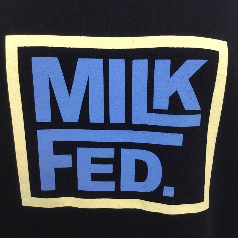 ミルクフェド MILKFED. ワンピース ひざ丈スカート スウェットワンピース S ロゴ、文字 黒 / ブラック /  レディース USED 古着 中古 10062650