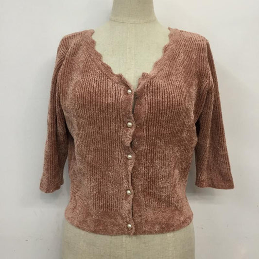 ジルスチュアート JILLSTUART カーディガン 七分袖 125-7270184 モールヤーンニット FREE 桃 / ピンク /  レディース USED 古着 中古 10062714