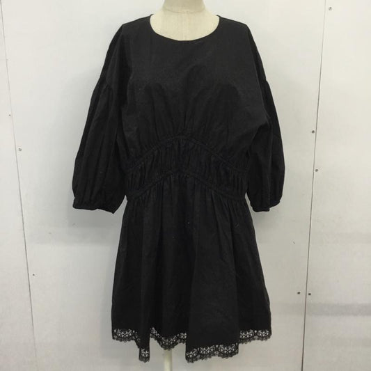 ザラ ZARA チュニック 七分袖 L 無地 黒 / ブラック /  レディース USED 古着 中古 10062940