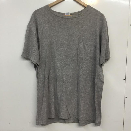 ギルダン GILDAN Tシャツ 半袖 クルーネック バックプリント 胸ポケット XL プリント 灰 / グレー /  メンズ USED 古着 中古 10063218
