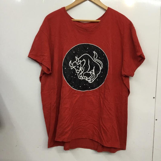 古着 USED Tシャツ 半袖 クルーネック 星座 おうし座 プリント 赤 / レッド /  メンズ USED 古着 中古 10063235