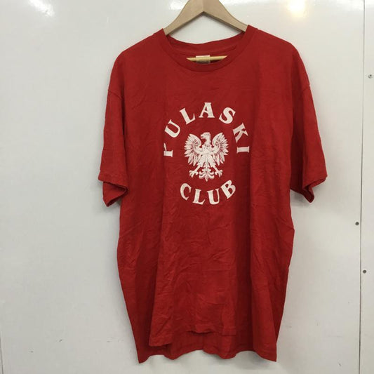 フルーツオブザルーム FRUIT OF THE LOOM Tシャツ 半袖 クルーネック プリント XL ロゴ、文字 赤 / レッド /  メンズ USED 古着 中古 10063240