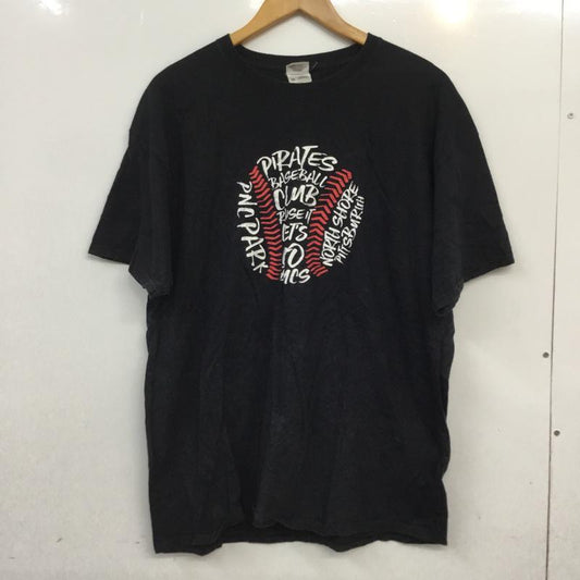 フルーツオブザルーム FRUIT OF THE LOOM Tシャツ 半袖 クルーネック バックプリント 野球 XL ロゴ、文字 黒 / ブラック /  メンズ USED 古着 中古 10063241