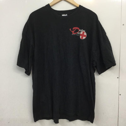 ギルダン GILDAN Tシャツ 半袖 クルーネック バックプリント 2XL ロゴ、文字 黒 / ブラック /  メンズ USED 古着 中古 10063267