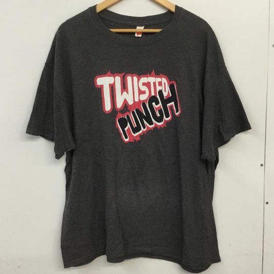 ヘインズ HANES Tシャツ 半袖 クルーネック プリント XL ロゴ、文字 ダークグレー / ダークグレー /  メンズ USED 古着 中古 10063279