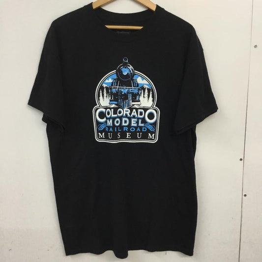 ギルダン GILDAN Tシャツ 半袖 クルーネック 汽車 Colorado Model Railroad Museum L プリント 黒 / ブラック /  メンズ USED 古着 中古 10063312