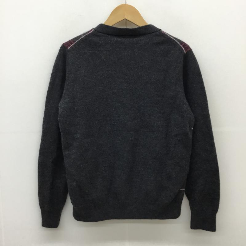 フレッドペリー FRED PERRY カーディガン 長袖 L チェック 灰 / グレー / X えんじ / ワインレッド /  メンズ USED 古着 中古 10063704