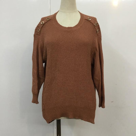 グリーンレーベルリラクシング green label relaxing ニット、セーター 長袖 3613-119-1811 コットン カタボタン タック クルーネック 無地 マルチカラー / マルチカラー /  レディース USED 古着 中古 10064465
