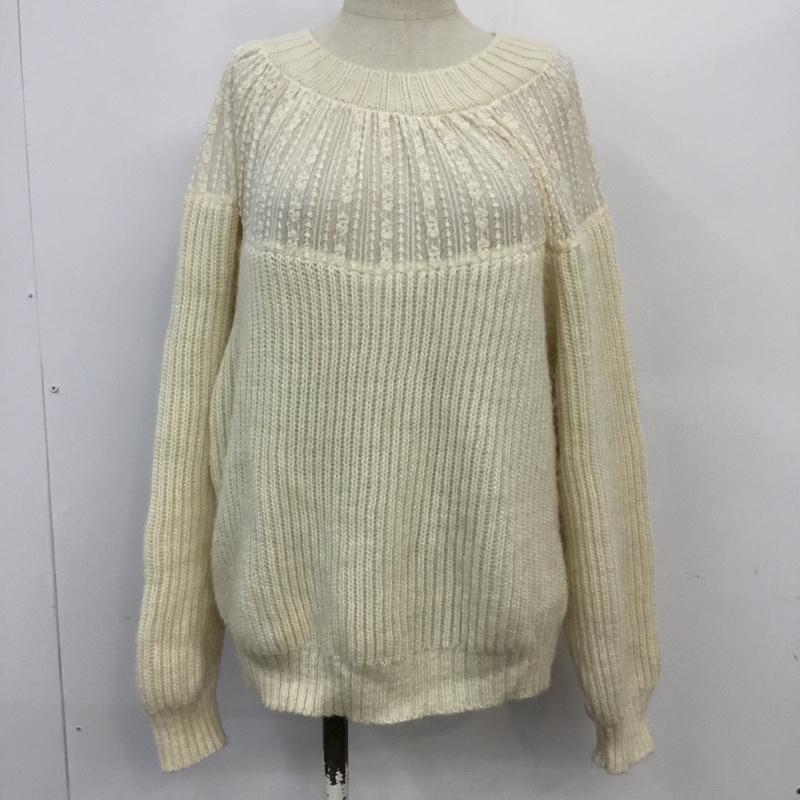 ザラ ZARA ニット、セーター 長袖 6771 130 712 レース切替 M  アイボリー / アイボリー /  レディース USED 古着 中古 10064547