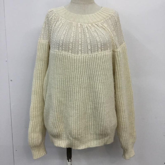 ザラ ZARA ニット、セーター 長袖 6771 130 712 レース切替 M  アイボリー / アイボリー /  レディース USED 古着 中古 10064547
