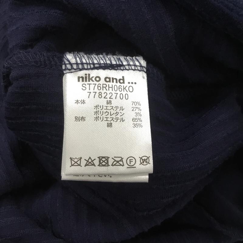 ニコアンド niko and... ワンピース ひざ丈スカート ST76RH06KO コーデュロイ カットコール ボートネック ミモレ丈 3 無地 紺 / ネイビー /  レディース USED 古着 中古 10064556
