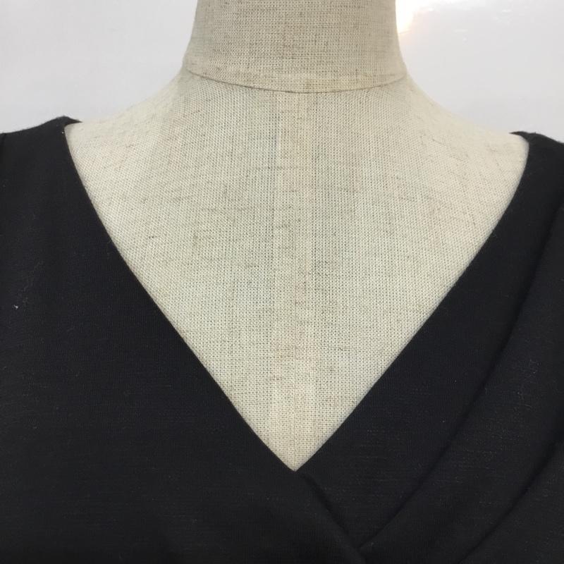インディヴィ INDIVI ワンピース ミニスカート 38 無地 X 総柄 黒 / ブラック /  レディース USED 古着 中古 10064673