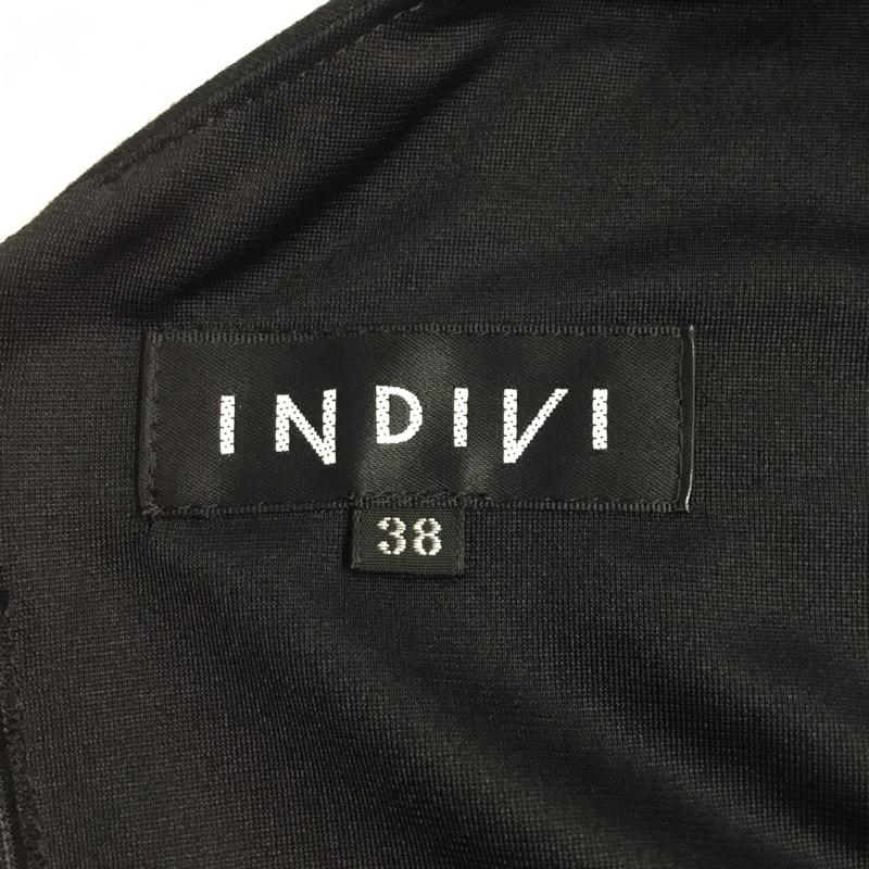 インディヴィ INDIVI ワンピース ミニスカート 38 無地 X 総柄 黒 / ブラック /  レディース USED 古着 中古 10064673