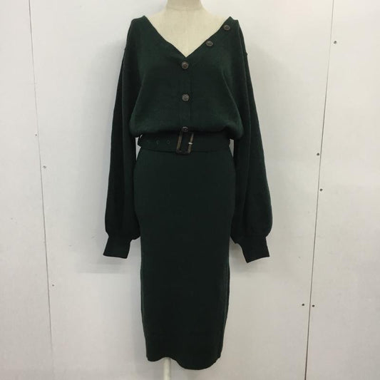 マウジー MOUSSY ワンピース ロングスカート 010CSF70-0690 2WAY BLOUSING KNIT DRESS 前後着 FREE 無地 緑 / グリーン /  レディース USED 古着 中古 10064965