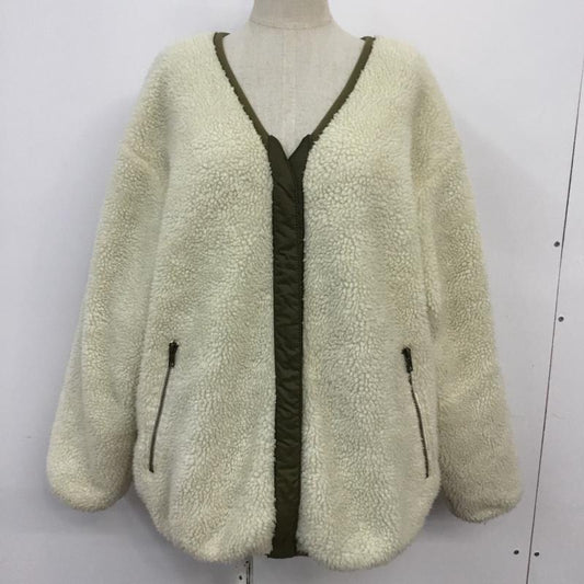 ダブルクローゼット w closet ジャケット、上着 ジャンパー、ブルゾン 293896 リバーシブルボアブルゾン ノーカラー 無地 カーキ / カーキ / X アイボリー / アイボリー /  レディース USED 古着 中古 10065031