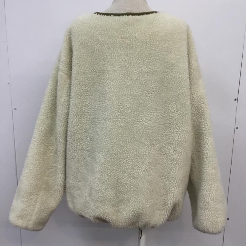 ダブルクローゼット w closet ジャケット、上着 ジャンパー、ブルゾン 293896 リバーシブルボアブルゾン ノーカラー 無地 カーキ / カーキ / X アイボリー / アイボリー /  レディース USED 古着 中古 10065031