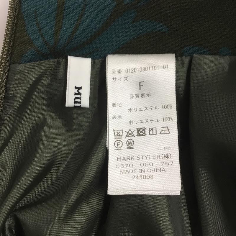 ムルーア MURUA スカート ひざ丈スカート 012010801101 シルエットフラワー へムカット フィッシュテール FREE 花柄 カーキ / カーキ / X 青 / ブルー /  レディース USED 古着 中古 10065617