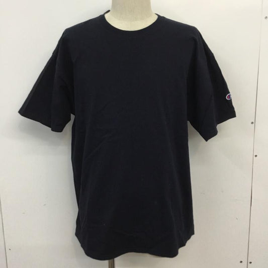 チャンピオン Champion Tシャツ 半袖 クルーネック XL ワンポイント 紺 / ネイビー /  メンズ USED 古着 中古 10065636