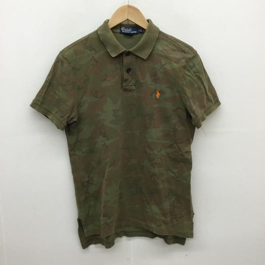 ポロバイラルフローレン Polo by RALPH LAUREN ポロシャツ 半袖 ダメージ加工 L カモフラージュ柄・迷彩 緑 / グリーン /  メンズ USED 古着 中古 10065661