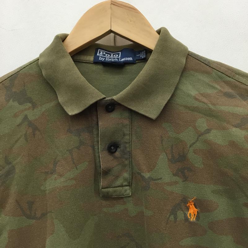 ポロバイラルフローレン Polo by RALPH LAUREN ポロシャツ 半袖 ダメージ加工 L カモフラージュ柄・迷彩 緑 / グリーン /  メンズ USED 古着 中古 10065661