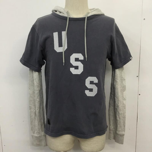アーサスベイプ URSUS BAPE パーカー 長袖 レイヤード風 2 ロゴ、文字 灰 / グレー / X 紺 / ネイビー /  メンズ USED 古着 中古 10065676