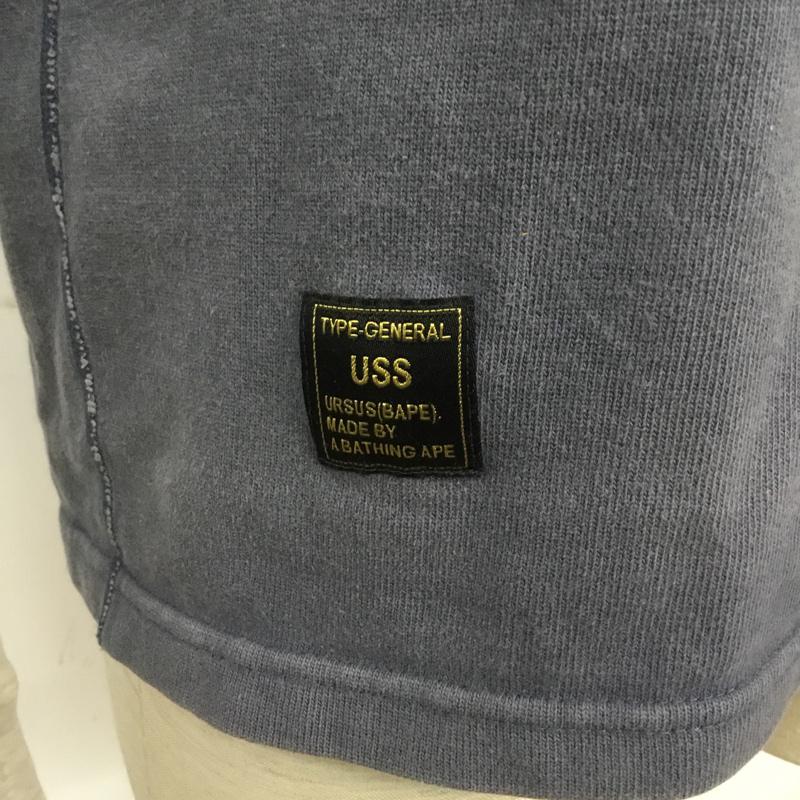 アーサスベイプ URSUS BAPE パーカー 長袖 レイヤード風 2 ロゴ、文字 灰 / グレー / X 紺 / ネイビー /  メンズ USED 古着 中古 10065676