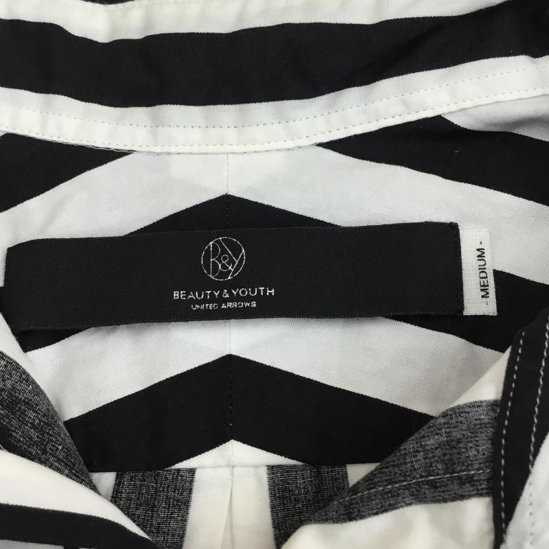 ビューティアンドユースユナイテッドアローズ BEAUTY&YOUTH UNITED ARROWS シャツ、ブラウス 半袖 M ストライプ 白 / ホワイト / X 黒 / ブラック /  メンズ USED 古着 中古 10065690