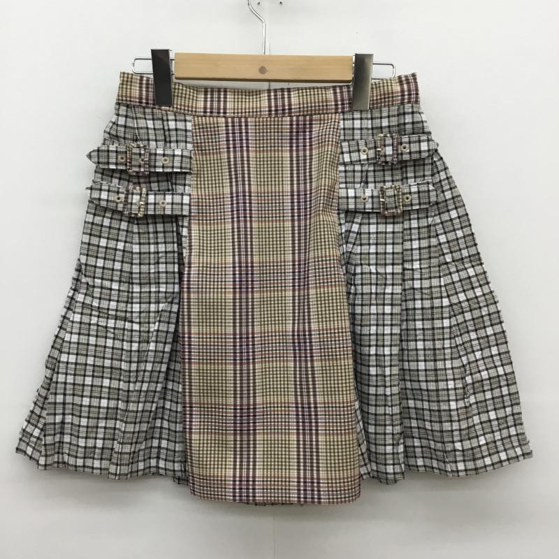 キャンディストリッパー Candy Stripper スカート ミニスカート CHECK BELTED PLEATS SKIRT 2 チェック ベージュ / ベージュ /  レディース USED 古着 中古 10065953