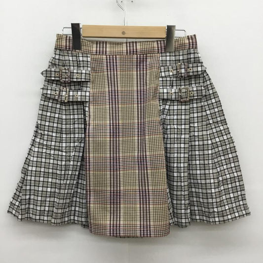 キャンディストリッパー Candy Stripper スカート ミニスカート CHECK BELTED PLEATS SKIRT 2 チェック ベージュ / ベージュ /  レディース USED 古着 中古 10065953