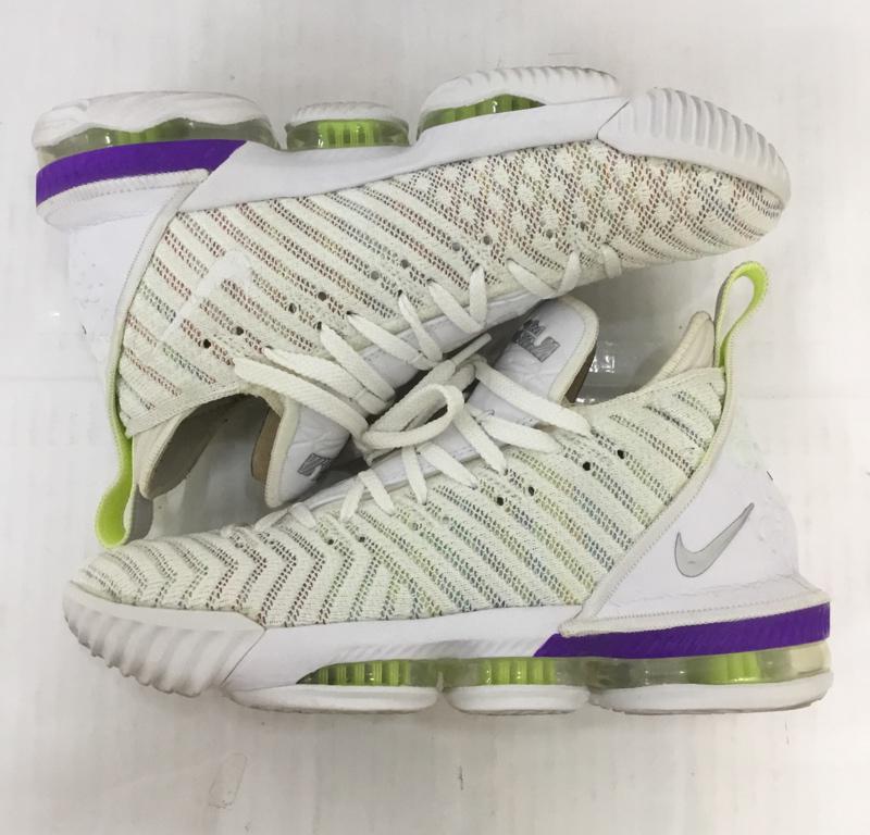 ナイキ NIKE スニーカー スニーカー AO2588-102 LEBRON 16 XVI レブロン 26cm 箱有 26.0cm ワンポイント 白 / ホワイト / X 紫 / パープル / X 黄緑 / イエローグリーン /  メンズ USED 古着 中古 10066083