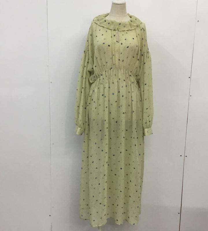 ケービーエフ KBF ワンピース ロングスカート KB87-26D140 ドット×フラワー2wayシフォンワンピース 総柄 X 花柄 黄 / イエロー /  レディース USED 古着 中古 10066228