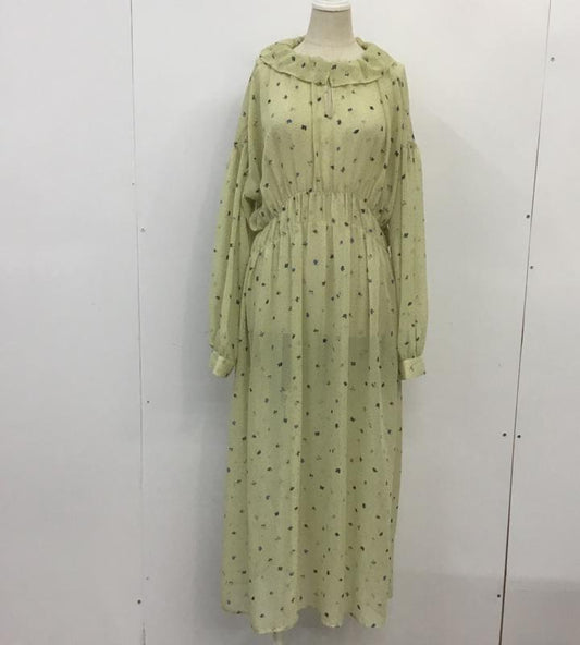 ケービーエフ KBF ワンピース ロングスカート KB87-26D140 ドット×フラワー2wayシフォンワンピース 総柄 X 花柄 黄 / イエロー /  レディース USED 古着 中古 10066228