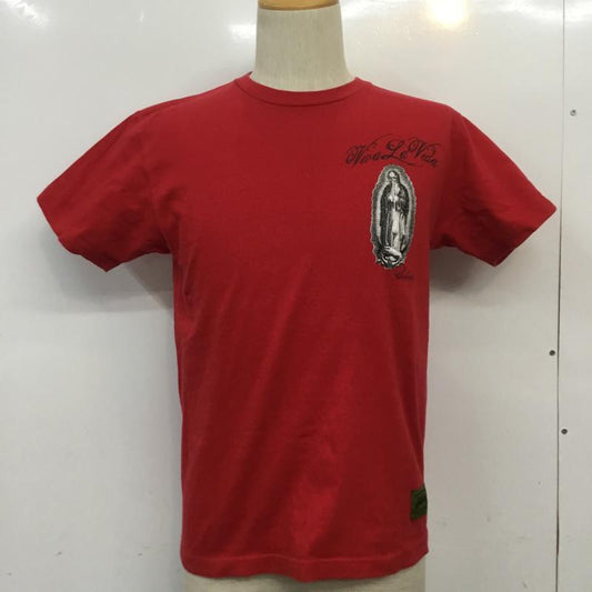 サブサエティ Subciety Tシャツ 半袖 クルーネック バックプリント スカルマリア S プリント 赤 / レッド /  メンズ USED 古着 中古 10066286