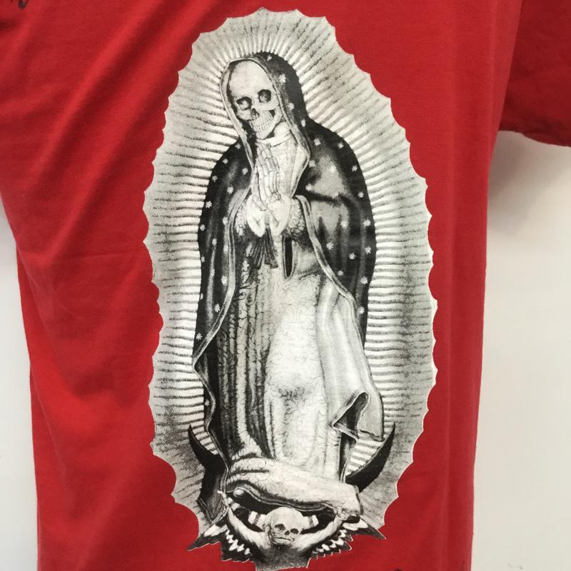 サブサエティ Subciety Tシャツ 半袖 クルーネック バックプリント スカルマリア S プリント 赤 / レッド /  メンズ USED 古着 中古 10066286