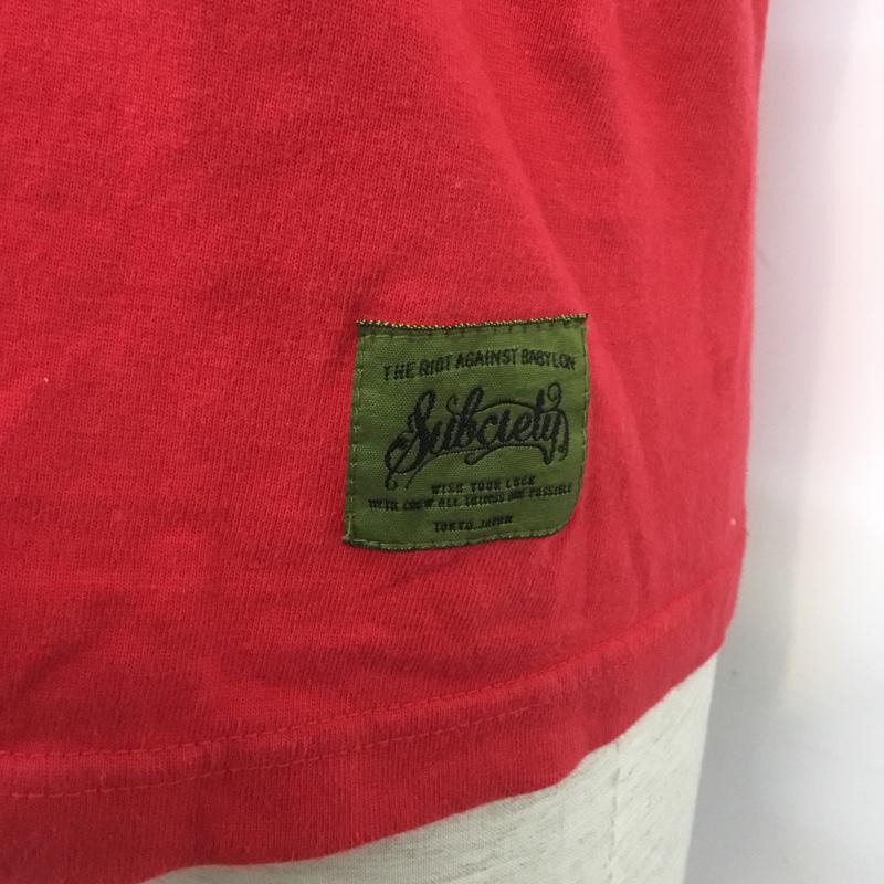 サブサエティ Subciety Tシャツ 半袖 クルーネック バックプリント スカルマリア S プリント 赤 / レッド /  メンズ USED 古着 中古 10066286