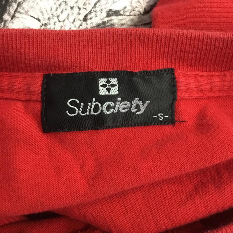 サブサエティ Subciety Tシャツ 半袖 クルーネック バックプリント スカルマリア S プリント 赤 / レッド /  メンズ USED 古着 中古 10066286