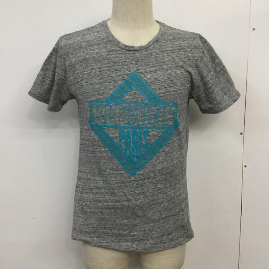 キツネ KITSUNE Tシャツ 半袖 クルーネック プリント S ロゴ、文字 灰 / グレー /  メンズ USED 古着 中古 10066509