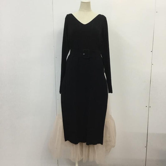 リエンダ rienda ワンピース ロングスカート 110DA173-1940 チュールレイヤードKnit OP リブニットワンピ セット FREE 無地 桃 / ピンク / X 黒 / ブラック /  レディース USED 古着 中古 10066830