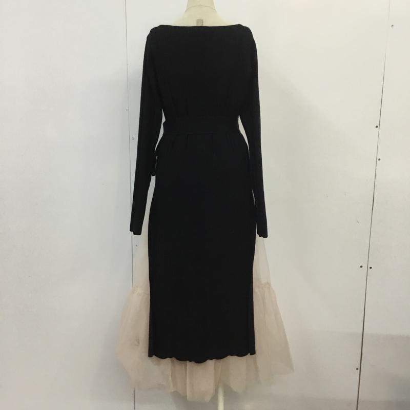 リエンダ rienda ワンピース ロングスカート 110DA173-1940 チュールレイヤードKnit OP リブニットワンピ セット FREE 無地 桃 / ピンク / X 黒 / ブラック /  レディース USED 古着 中古 10066830
