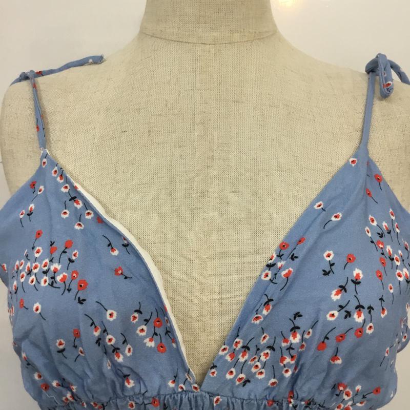 ザラ ZARA ワンピース ひざ丈スカート キャミワンピ M 花柄 水色 / ライトブルー / X 白 / ホワイト / X 赤 / レッド /  レディース USED 古着 中古 10066956