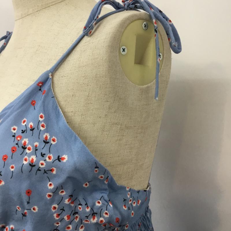 ザラ ZARA ワンピース ひざ丈スカート キャミワンピ M 花柄 水色 / ライトブルー / X 白 / ホワイト / X 赤 / レッド /  レディース USED 古着 中古 10066956