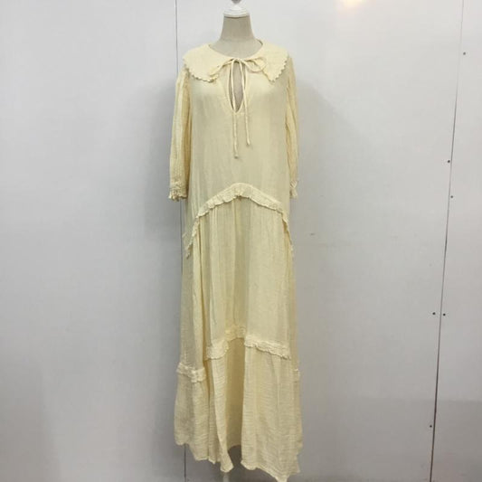 ザラ ZARA ワンピース ロングスカート 7200 301 727 パネル ミディワンピ ティアードヘム 七分袖 XS 刺繍 アイボリー / アイボリー /  レディース USED 古着 中古 10066957