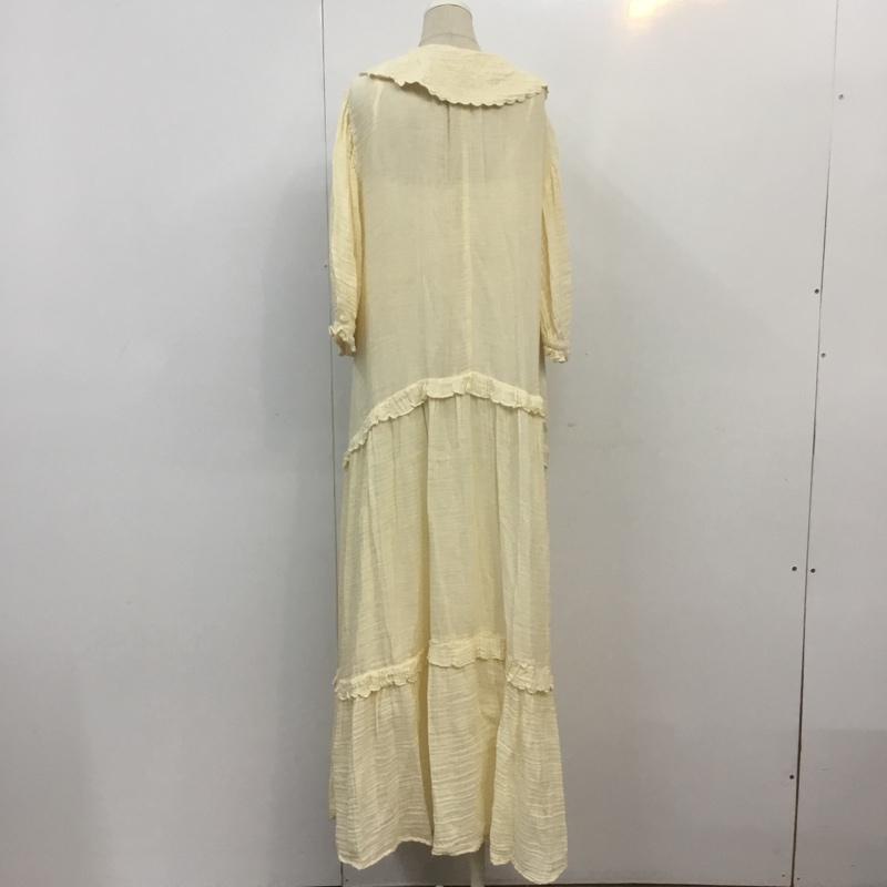 ザラ ZARA ワンピース ロングスカート 7200 301 727 パネル ミディワンピ ティアードヘム 七分袖 XS 刺繍 アイボリー / アイボリー /  レディース USED 古着 中古 10066957