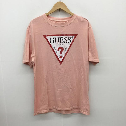 ゲス Guess Tシャツ 半袖 M ロゴ、文字 桃 / ピンク /  メンズ USED 古着 中古 10066991