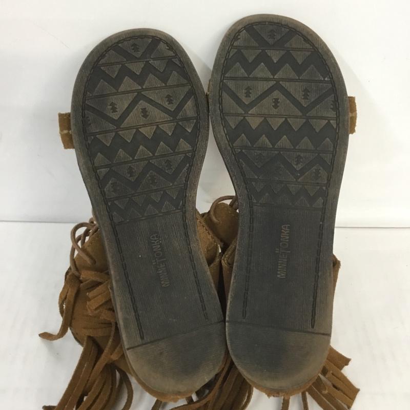 ミネトンカ Minnetonka サンダル サンダル 71351 バックフリンジ HAVANA 7 無地 茶 / ブラウン /  レディース USED 古着 中古 10067088