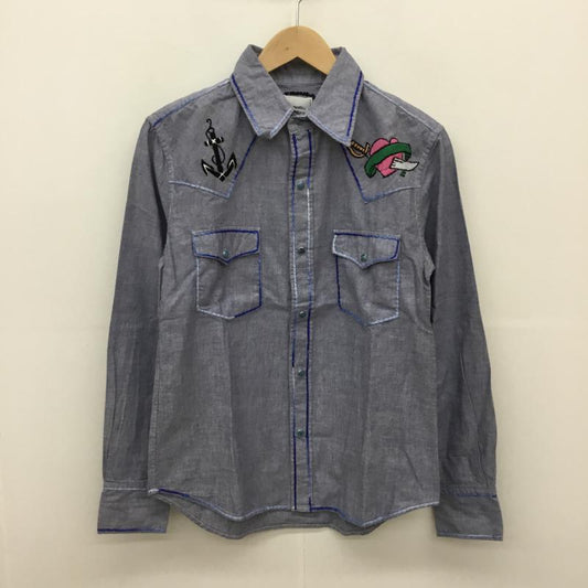 アコースティック ACOUSTIC シャツ、ブラウス 長袖 S 刺繍 青 / ブルー /  メンズ USED 古着 中古 10067140